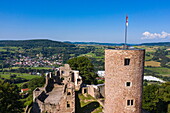 Luftaufnahme der Burg Schwarzenfels, Sinntal Schwarzenfels, Spessart-Mainland, Hessen, Deutschland, Europa