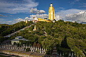 Reclining Buddha and Laykyun Sekkya Standing Buddha Statue at Maha Bodhi Tahtaung Monastery, Monywa Township, Sagaing Region, Myanmar, Asia