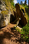 The Rhaetian sandstone rock group Diebskeller near Altenstein, Hassberge Nature Park, Lower Franconia, Bavaria, Germany