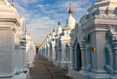 The Burmese Kuthodaw Pagoda with 729 stupas is known as the largest book in the world, Mandalay, Myanmar