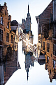 Double exposure of a street in old Bruges, Belgium.