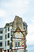 Side of a house under renovation in Ostend, Belgium.