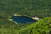 Mountain lake in summer, Lac de Blanchemer, at Hohneck, La Bresse, Vosges, Grand Est region, Alsace-Lorraine, Vosges and Haut-Rhin departments, France