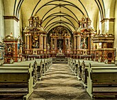Blick zum Chorraum in der ehemaligen Abteikirche von Corvey, Höxter, Nordrhein-Westfalen, Deutschland
