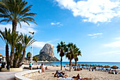Calpe, Arenal beach in autumn, with Penon de Ifach in the background, Costa Blanca Spain