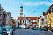 Augsburg, Kathedrale Sankt Ulrich u. St. Afra, Maximilianstraße, romantische Straße, Bayern, Deutschland