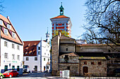 Augsburg, Rotes Tor im Frühjahr, romantische Straße, Bayern, Deutschland