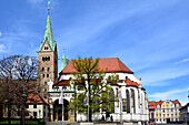 Augsburg, Dom im Frühjahr, romantische Straße, Bayern, Deutschland