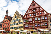 Dinkelsbühl, Weinmarkt, mit schönsten Mittelalterlichen Fassaden, romantische Straße, Bayern, Deutschland