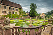 Garden of Bronnbach Monastery near Wertheim, Romantic Road, Taubertal, Baden-Württemberg, Germany