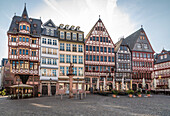 Römerberg mit historischen Fachwerkhäusern, Frankfurt, Hessen, Deutschland