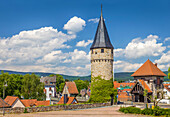 Witch Tower in the old town of Bad Homburg vor der Höhe, Taunus, Hesse, Germany