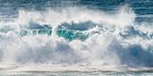 Surf waves, rocky coast at Los Hervideros, Lanzarote, Canary Islands, Canary Islands, Spain, Europe