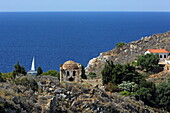 Das antike Dorf Kastro an der Nordküste der Insel Skiathos, Nördliche Sporaden, Griechenland