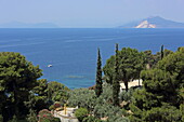 Blick auf das Meer und Inseln, Insel Skiathos, Nördliche Sporaden, Griechenland