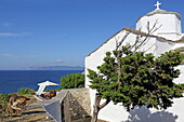 Terrace of Thalassa Cafe Bar, Skopelos Town, Skopelos Island, Northern Sporades, Greece
