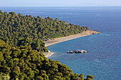Milia beach on the south coast of Skopelos island, Northern Sporades, Greece