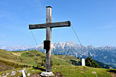 Österreich, Gipfelkreuz, großer Asitz, mit Blick auf Leogang, Steinberge, Tirol