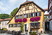 Mittelalterliches Gasthaus an der Burggasse, Rothenburg ob der Tauber, romantische Straße, Franken, Bayern, Deutschland