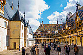Beaune, Hotel Dieu, Christian hospice for the poor and sick, from 1400 to 1860, today a museum, Burgundy, France,