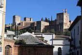 Blick von Albaicin auf die Alhambra, Granada, Andalusien, Spanien