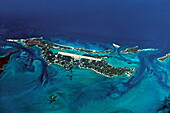 Luftfoto von Staniel Cay, Exuma Cays, Exuma Island, Bahamas
