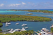 Blick aus der Luft auf Hope Town, Elbow Cay, Abaco Islands, Bahamas