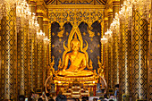The Sukhothai style revered Buddha statue Phra Putthachinnarat at Wat Phra Si Rattana Mahathat temple, Phitsanulok, Thailand, Asia