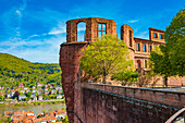 View of the city from Heidelberg Castle. Heidelberg, Baden-Wuerttemberg, Germany