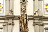 Josef Haydn statue in front of the Mariahilfer Church in Vienna, Austria, Europe