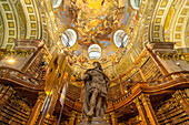 Emperor statue of Charles VI. by Peter and Paul Strudel, State Hall of the Austrian National Library in Vienna, Austria, Europe