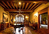 Reichenstein Castle, music room, Trechtingshausen, Upper Middle Rhine Valley, Rhineland-Palatinate, Germany