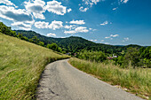 Summer country road to Lautenbach with clouds, Gernsbach, Black Forest, Baden-Württemberg, Germany