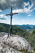 Summit cross on the Lautenfelsen, Gernsbach, Black Forest, Baden-Württemberg, Germany