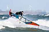 Windsurfer jumping, Baltic Sea, Schleswig-Holstein, Germany
