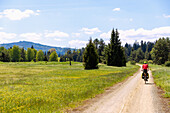 Cycle path near Prášily in the Šumava National Park in the Bohemian Forest in the Czech Republic