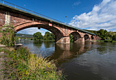 Historic bridge over the Main in Lohr am Main, Main-Spessart district, Lower Franconia, Bavaria, Germany