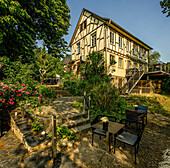 Günderodehaus, Restaurant mit Garten, Oberwesel, Oberes Mittelrheintal, Rheinland-Pfalz, Deutschland