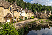 The village of Castle Combe on the River Bybrook, Cotswolds, Wiltshire, England, United Kingdom, Europe