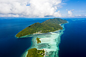 Aerial view of Mansuar and Kri, Raja Ampat, West Papua, Indonesia