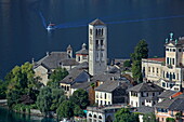 Isola San Giulio in Lake Orta with the Basilica di San Giulio and the Abbey Mater Ecclesiae, Piedmont, Italy