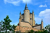 Segovia, Alcazar Frontseite, Kastilien, Spanien