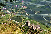 View over Leonburg Castle over Lana near Meran, South Tyrol, Italy