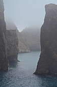 Antarktis; südliche Shetlandinseln; Deception Island; ringförmige Insel mit einer Öffnung im südöstlichen Teil; Einfahrt Neptune's Bellows; Felsen mit Namen Raven's Rock
