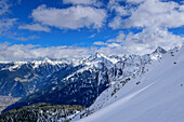 Blick auf Ahornspitze und Dristner von der Grinbergspitze, Grinbergspitze, Tuxer Kamm, Zillertaler Alpen, Tirol, Österreich