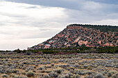 Red rock mesa mountain in the New Mexico landscape.