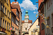 Markusturm und historische Gebäude in Rothenburg ob der Tauber, Mittelfranken, Bayern, Deutschland