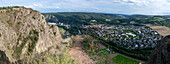 View from the Bastei at Rotenfels to Bad Münster am Stein, Rhineland-Palatinate, Germany