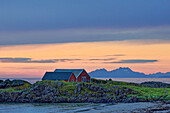 Norway, Lofoten, Gimsøy island, Hov beach blue hour