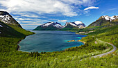 Norwegen, Troms og Finnmark, Insel Senja, Ausblick vom Bergsbotn Rastplatz